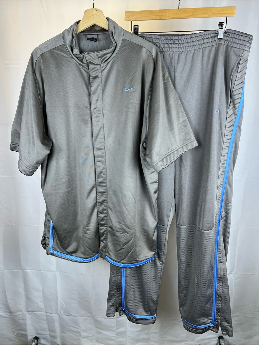 Vintage Y2K Nike Basketball Warm Up Shooting Track Suit Set Mens XL & Large Gray